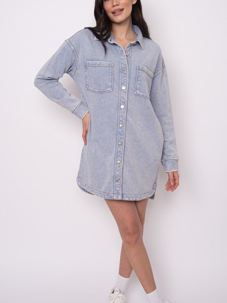 RD Style Soft Chambray Shirt Dress