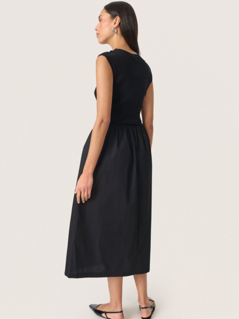 Soaked In Luxury Black Mixed Fabric Midi