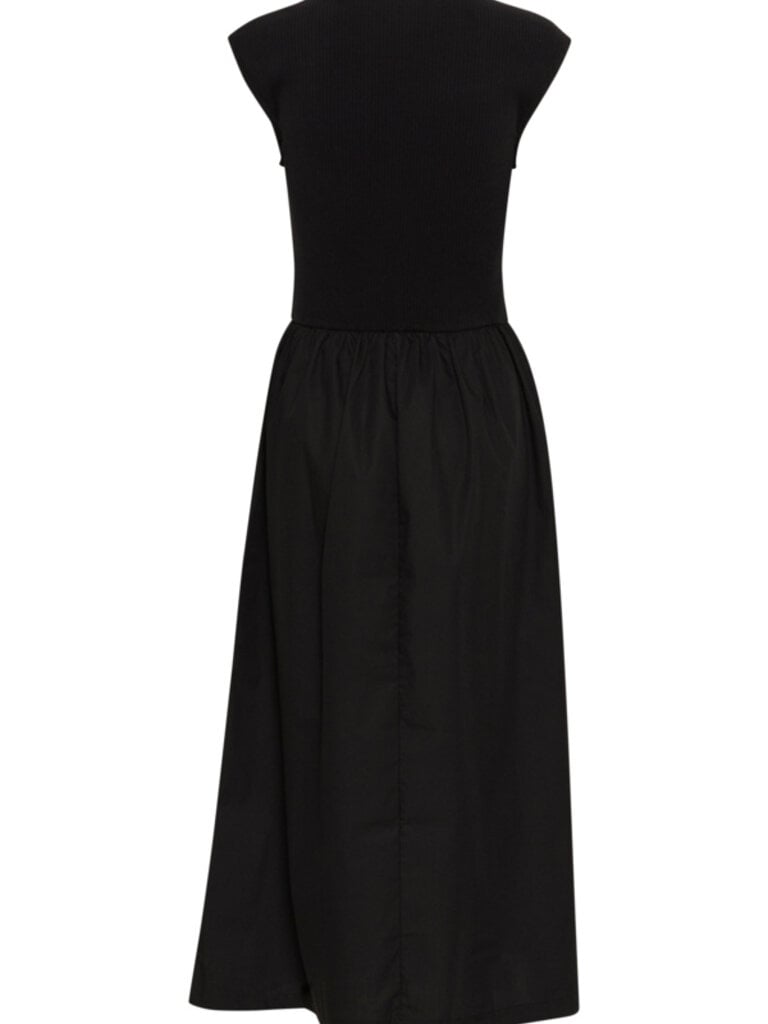 Soaked In Luxury Black Mixed Fabric Midi