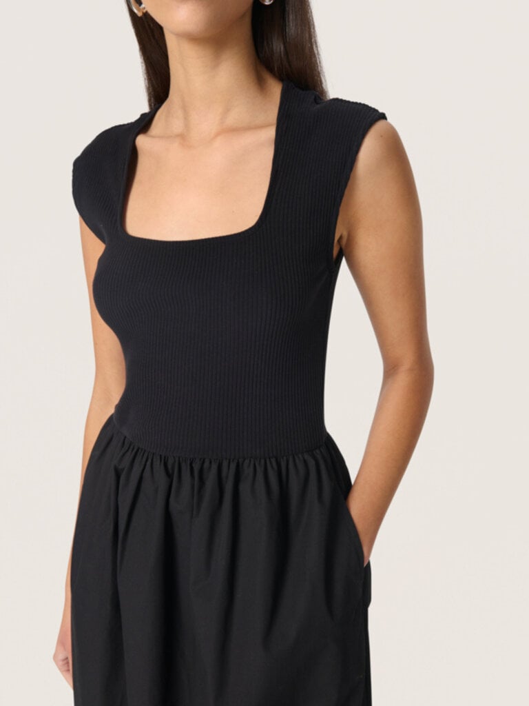 Soaked In Luxury Black Mixed Fabric Midi