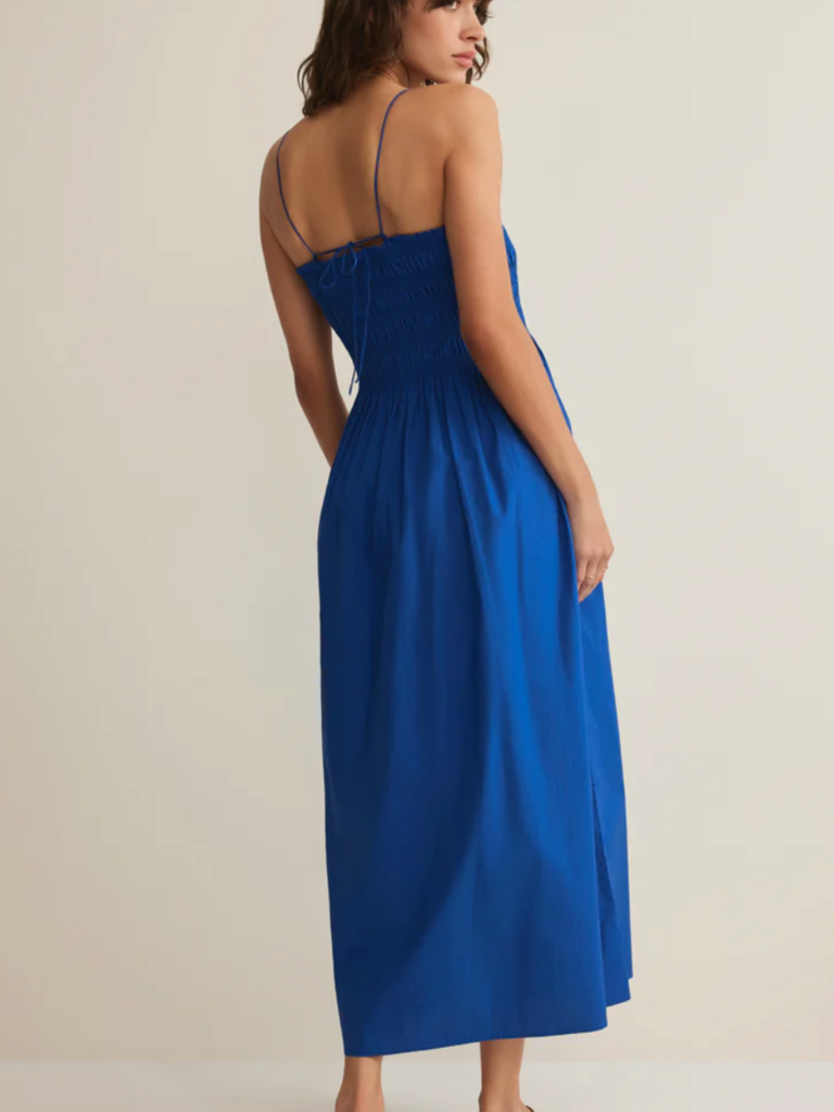 Z Supply Blue Poplin Smocked Midi