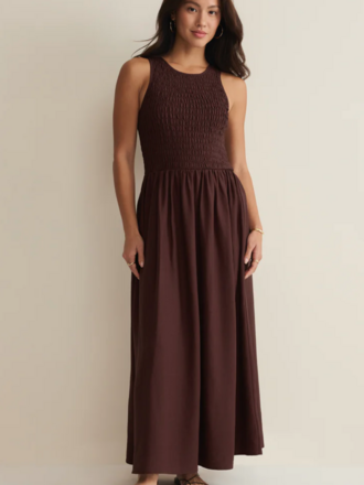 Z Supply Brown Smocked Maxi