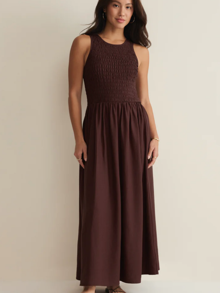 Z Supply Brown Smocked Maxi