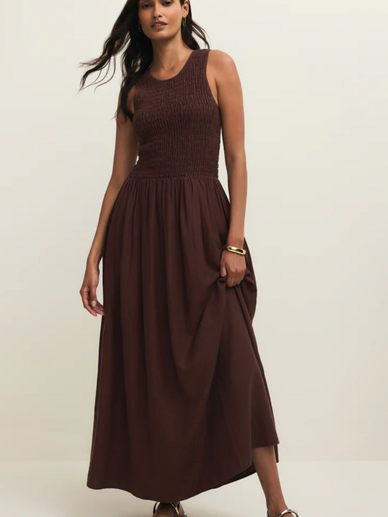 Z Supply Brown Smocked Maxi