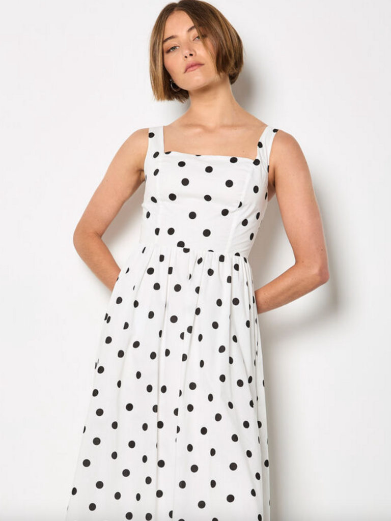 Apricot Polka Dot A-Line Midi