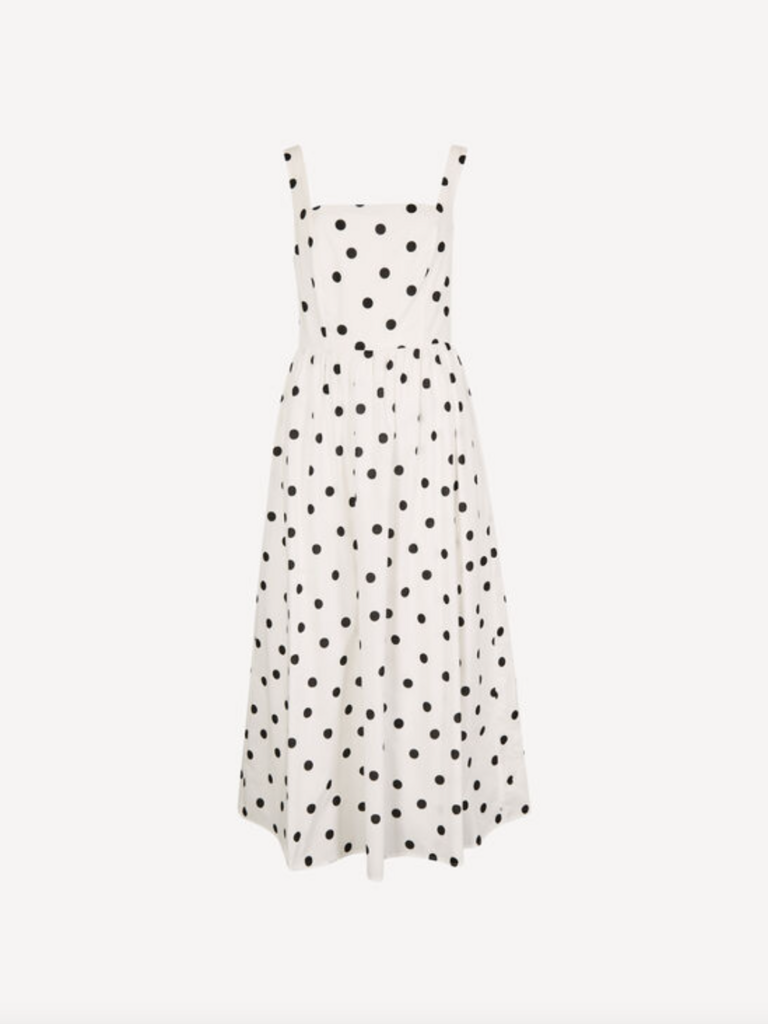 Apricot Polka Dot A-Line Midi