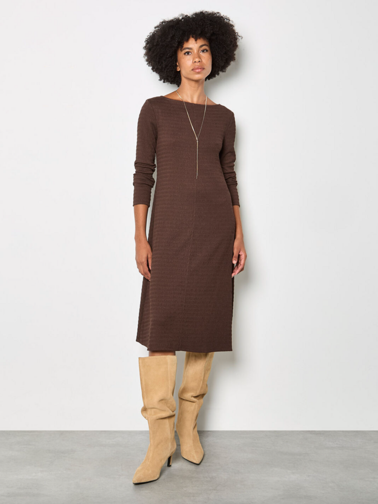 Apricot Brown Textured Dress