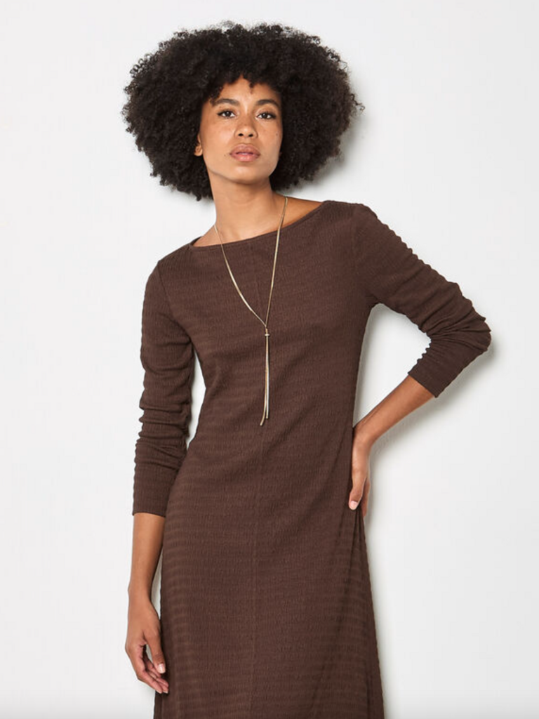 Apricot Brown Textured Dress