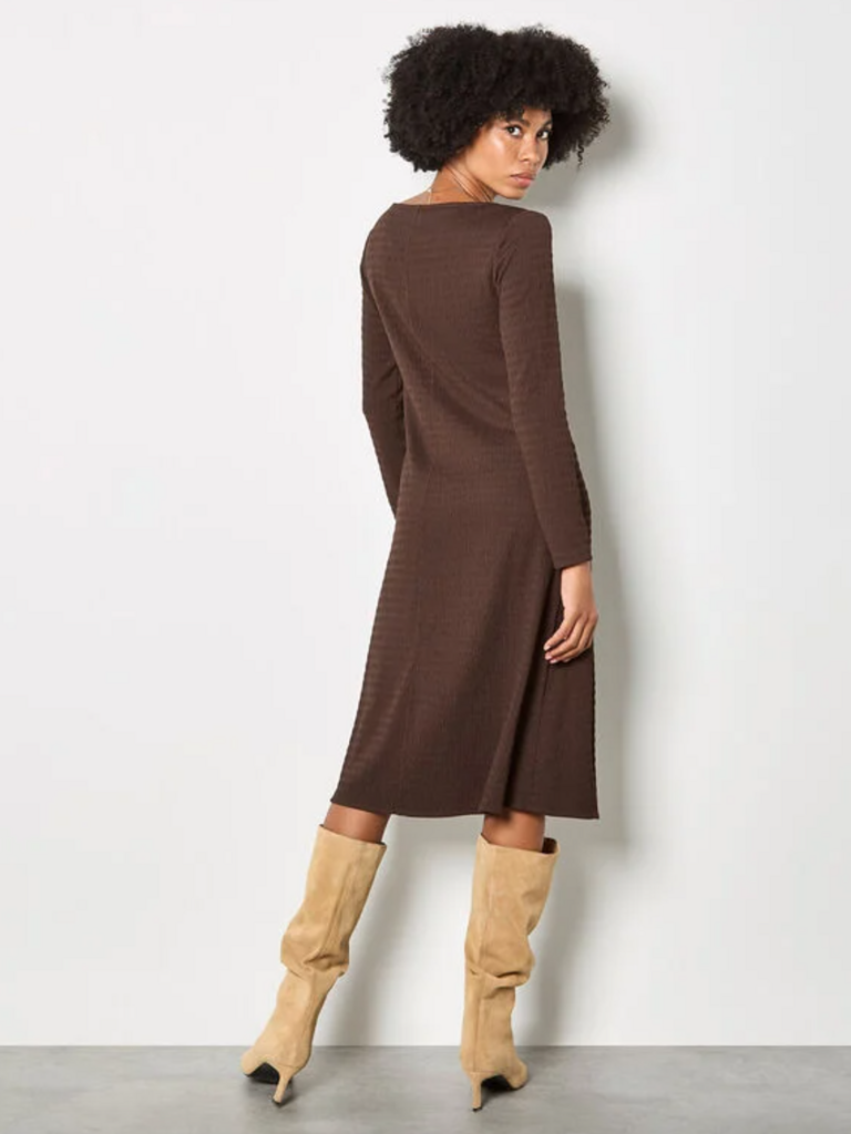 Apricot Brown Textured Dress