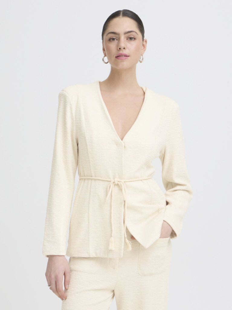 ICHI Ivory Textured Blazer