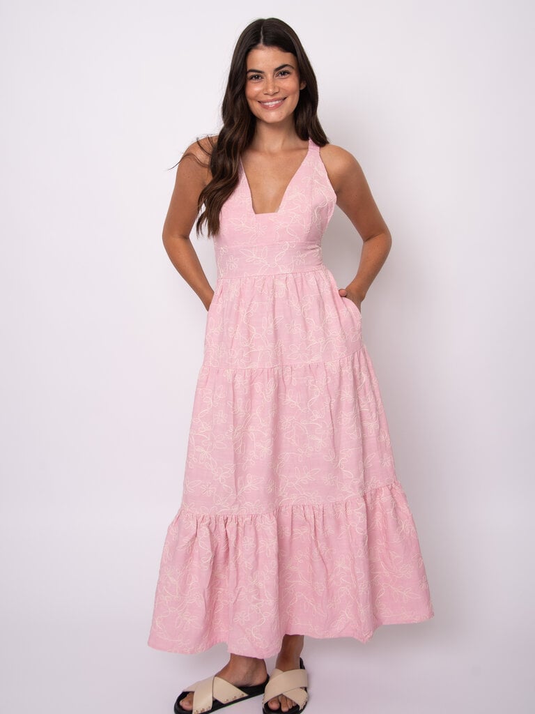 RD Style Embroider Floral Pink Dress