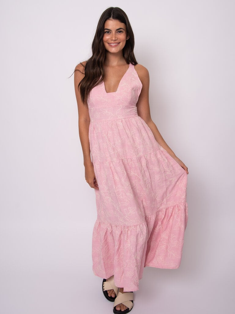 RD Style Embroider Floral Pink Dress