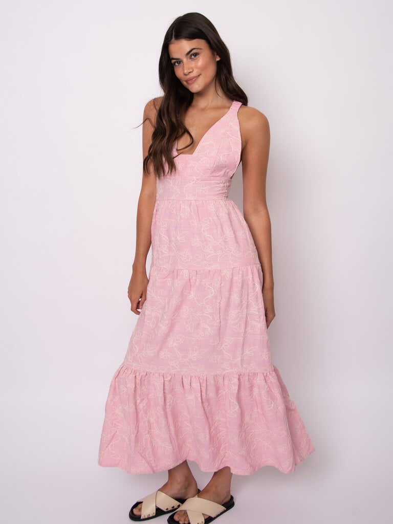 RD Style Embroider Floral Pink Dress