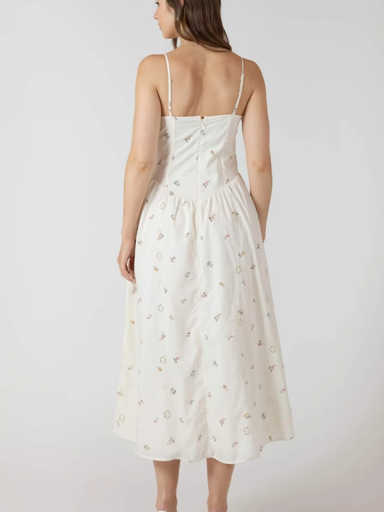 Dex Eyelet Floral Cream Midi