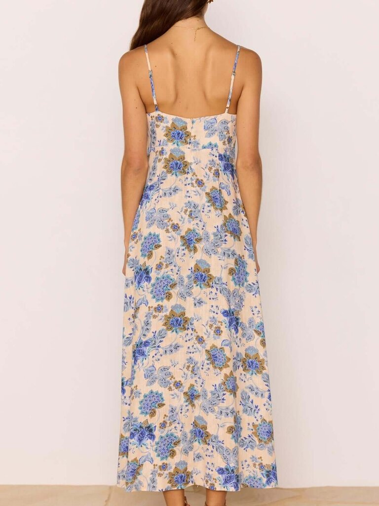 Mink Pink Blue Floral Linen Midi