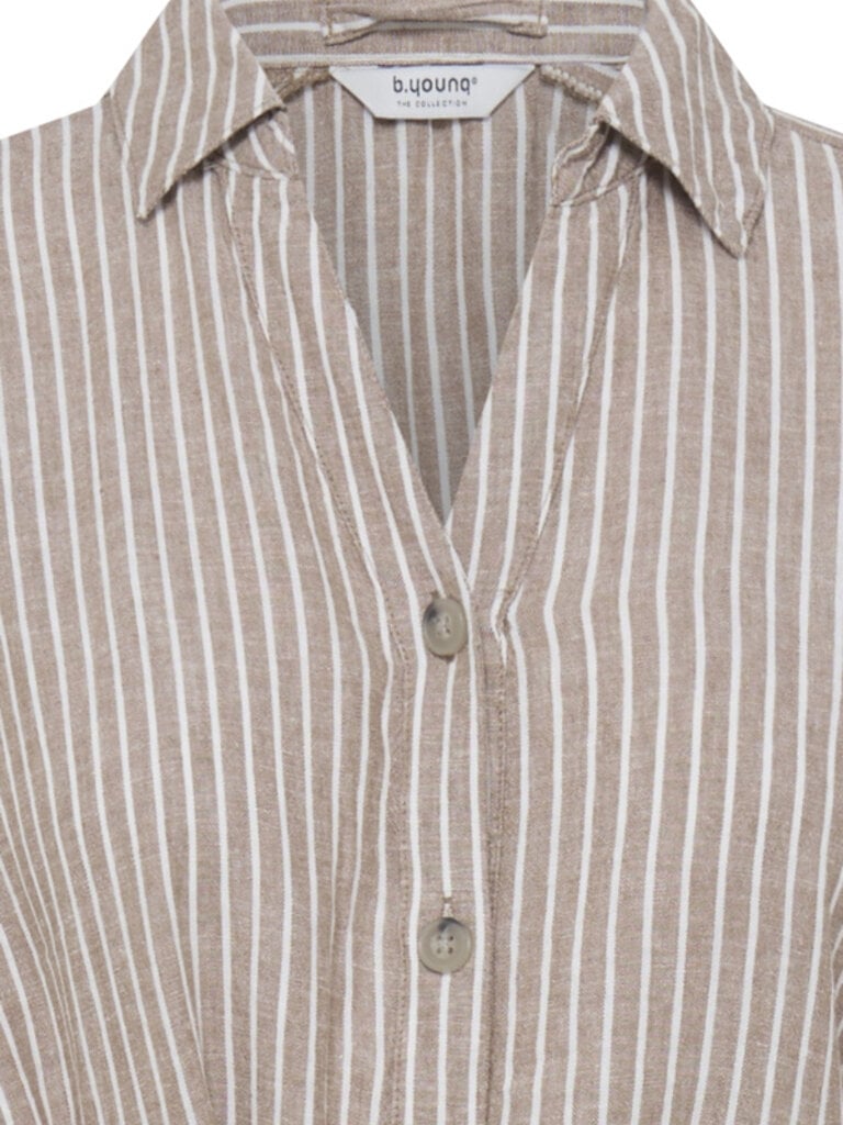 B. Young Brown & White Stripe Midi