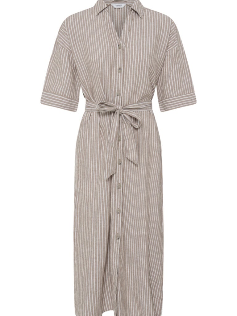 B. Young Brown & White Stripe Midi