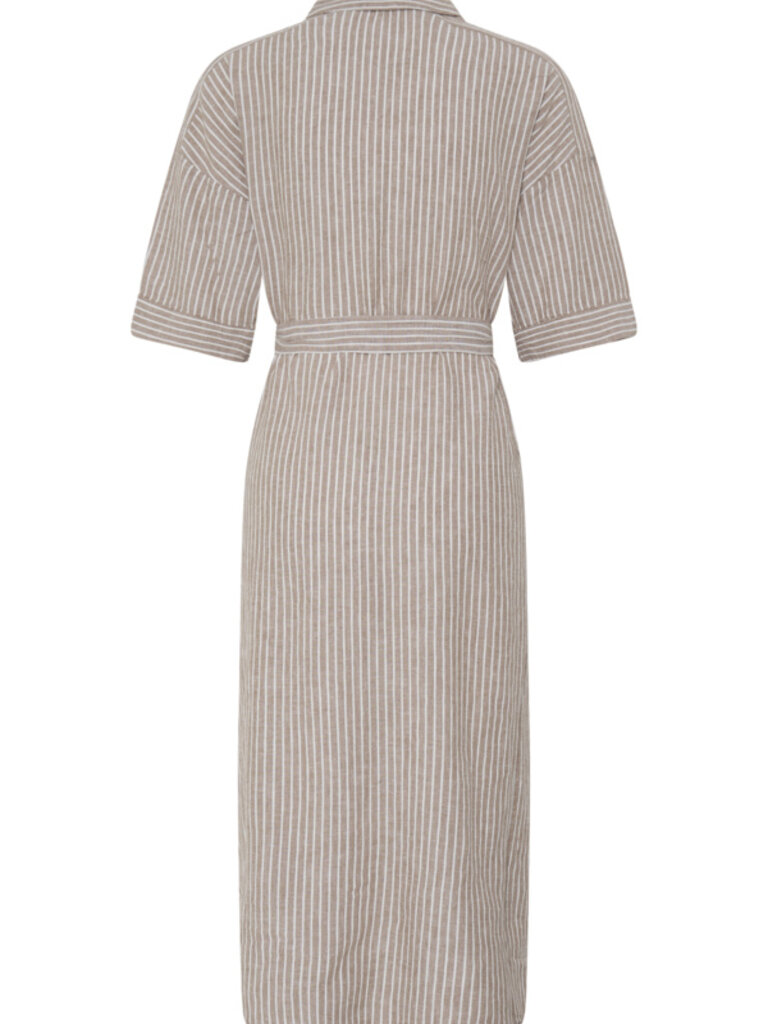 B. Young Brown & White Stripe Midi