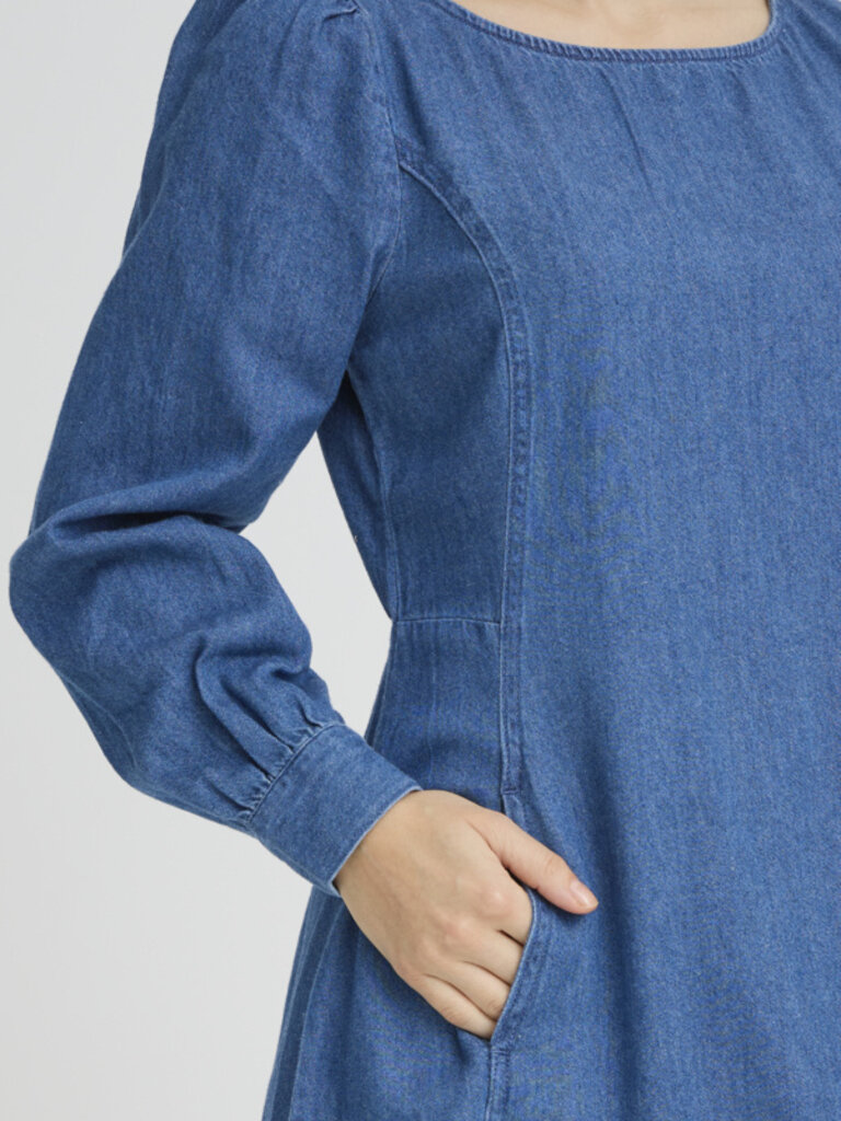 B. Young Long Sleeve Denim Dress