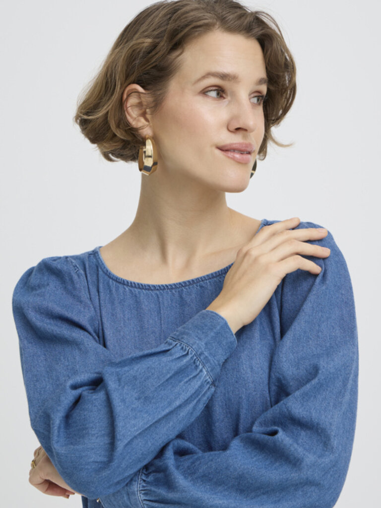 B. Young Long Sleeve Denim Dress