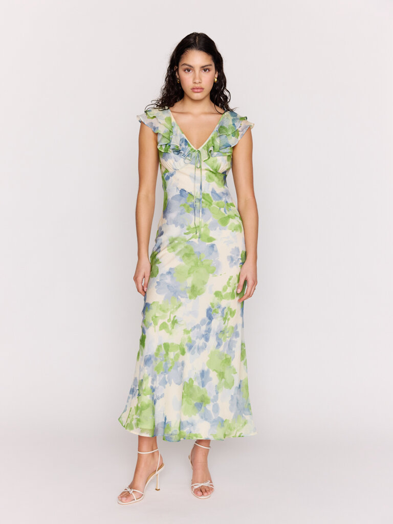 Mink Pink Watercolour Ruffle Dress