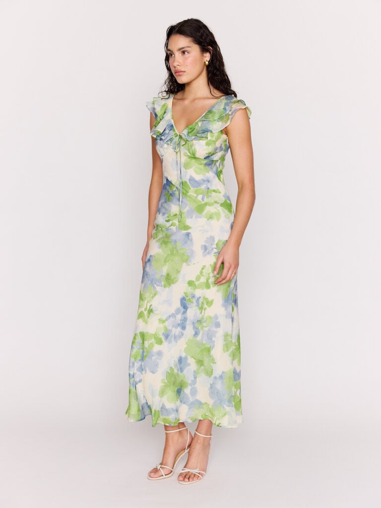 Mink Pink Watercolour Ruffle Dress