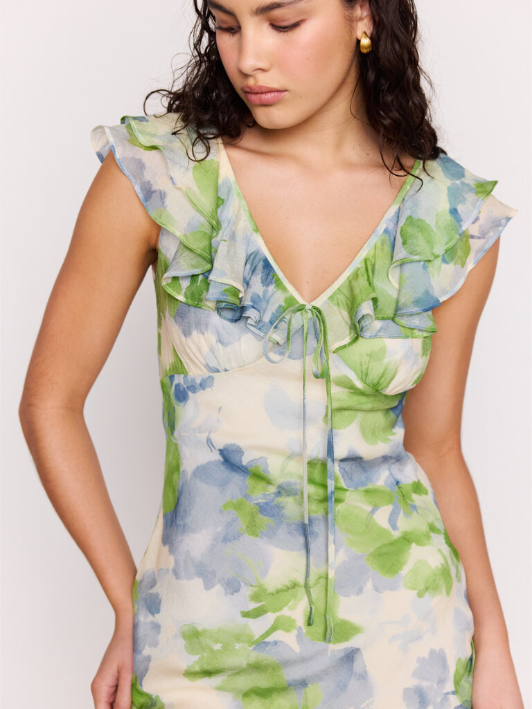 Mink Pink Watercolour Ruffle Dress