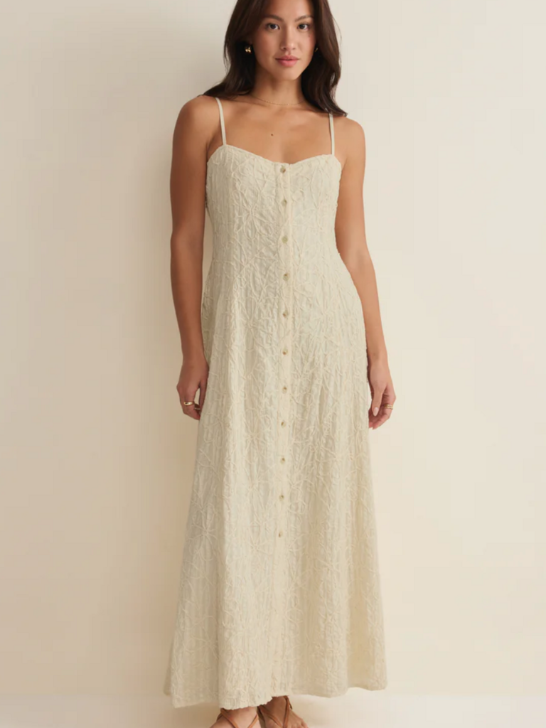 Z Supply Embroider Floral Cream Dress
