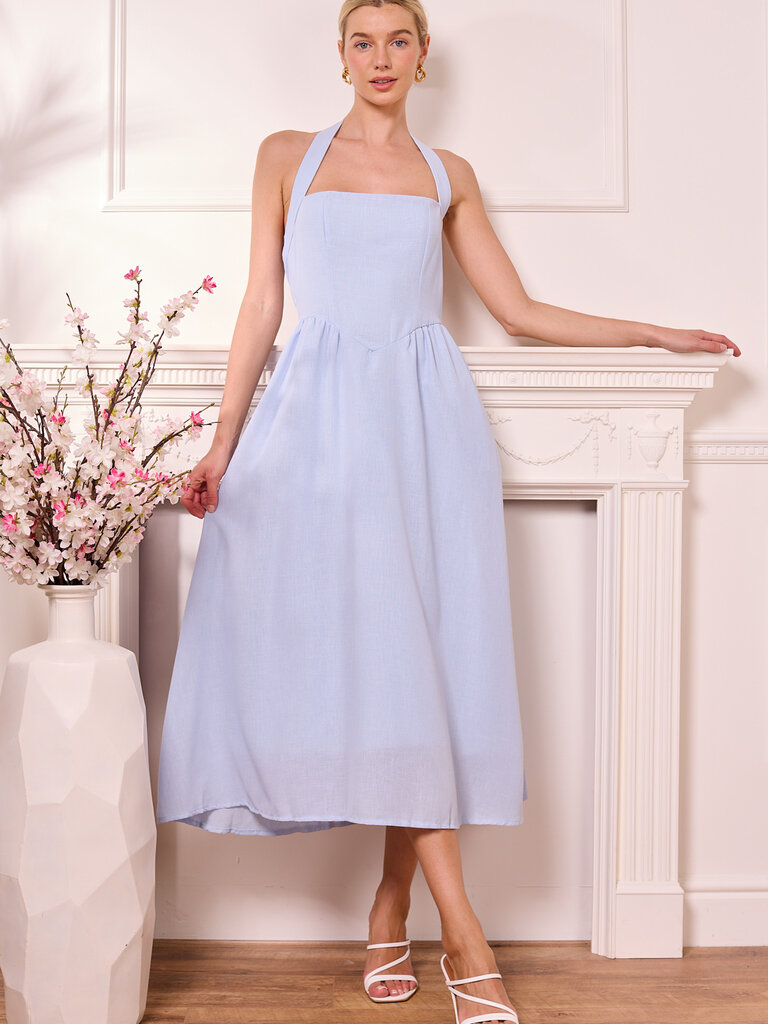 Angel Eyes Baby  Blue Halter Dress