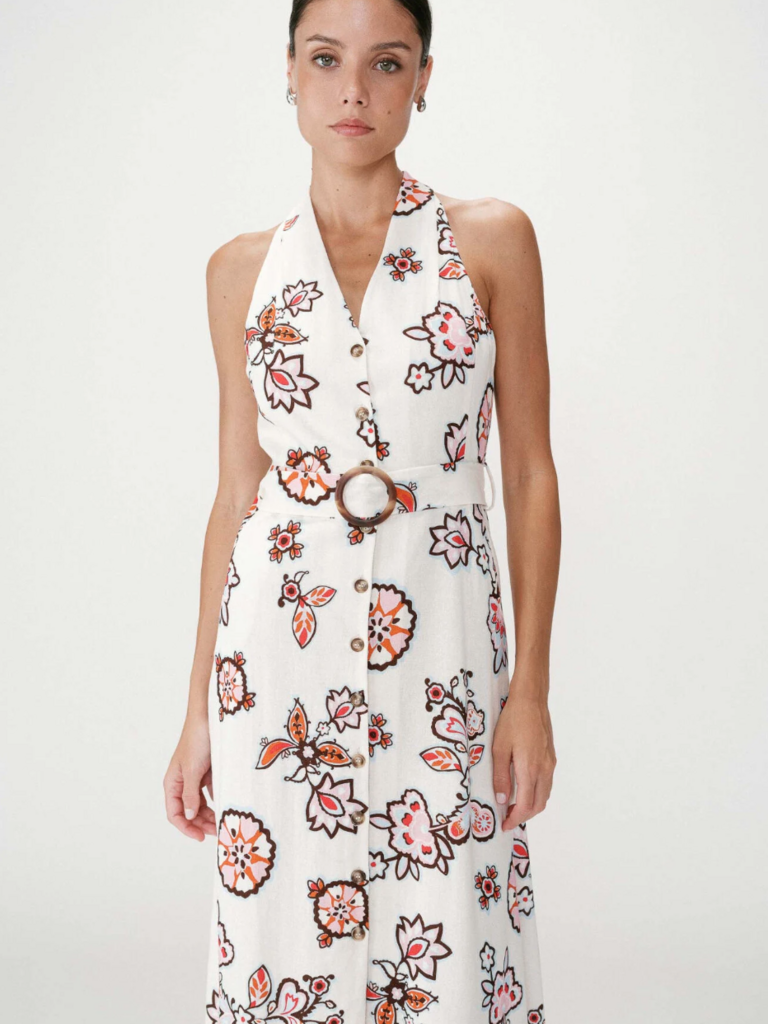 Grace & Mila Bold Floral Cream Dress