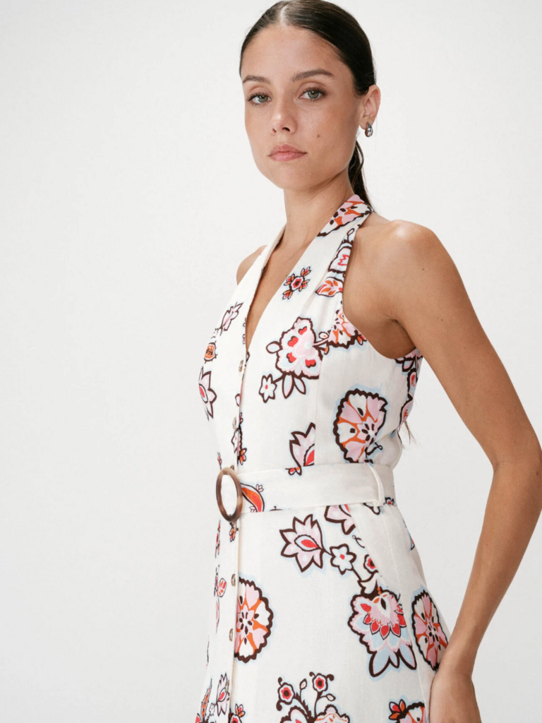 Grace & Mila Bold Floral Cream Dress