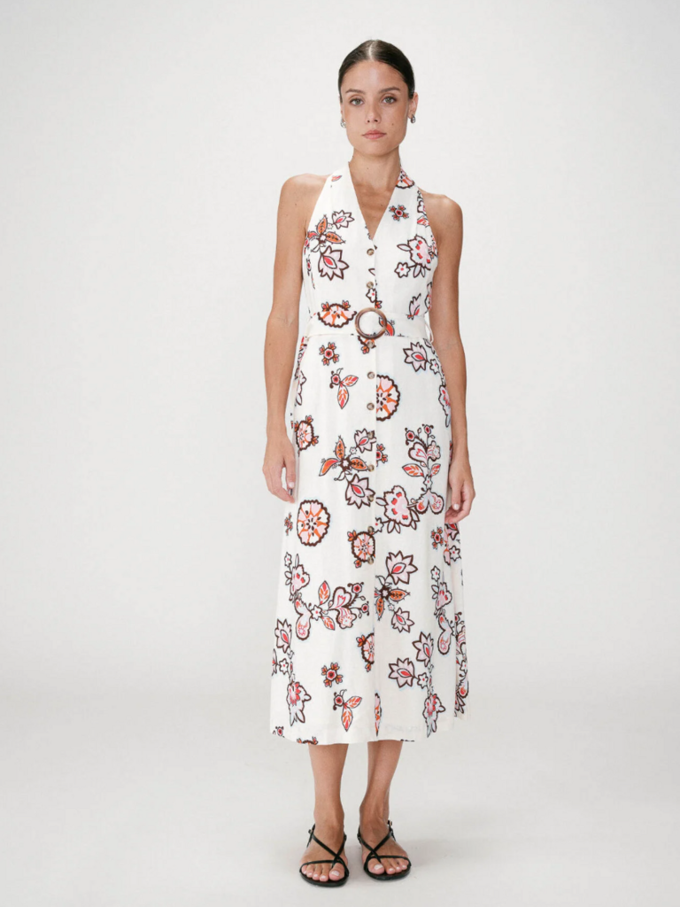 Grace & Mila Bold Floral Cream Dress