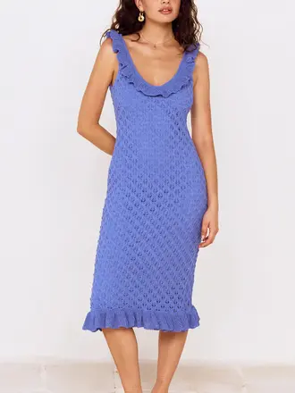 Mink Pink Cobalt Knit Midi Dress
