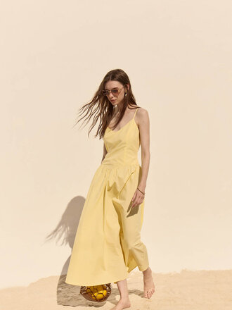 Deluc Yellow V-Waist Midi