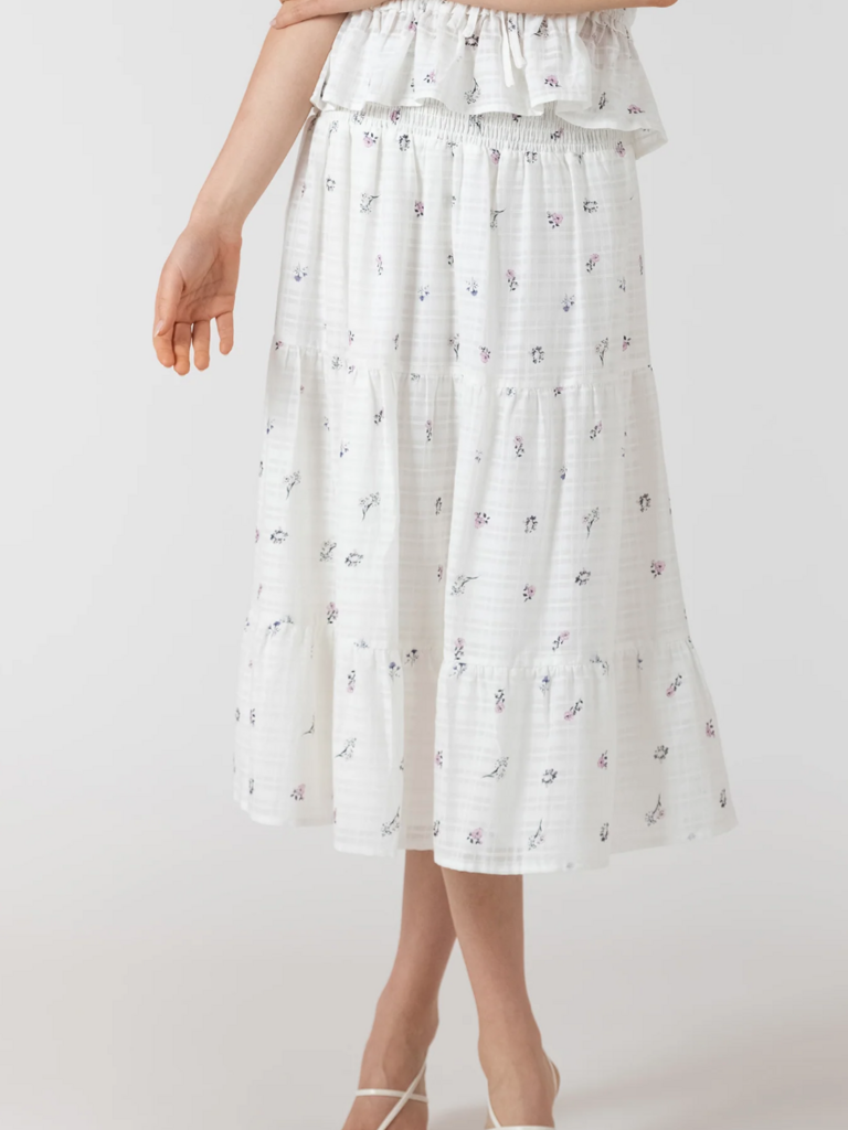 Dex Crisp White Floral Smock Skirt