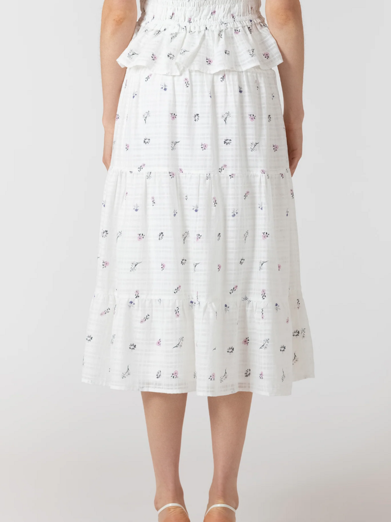 Dex Crisp White Floral Smock Skirt