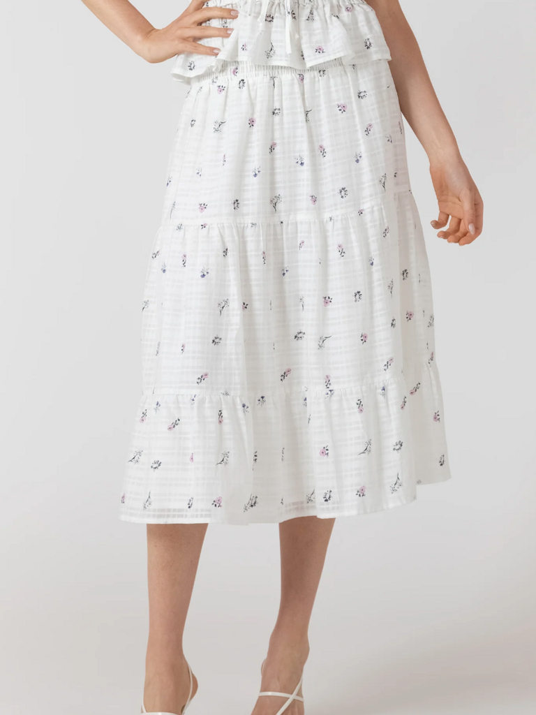 Dex Crisp White Floral Smock Skirt