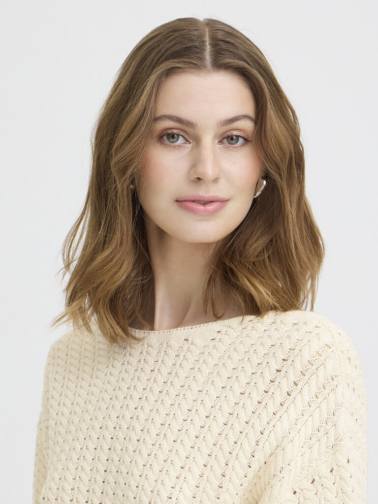 ICHI Cream Crochet Cardi