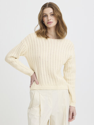 ICHI Cream Crochet Cardi