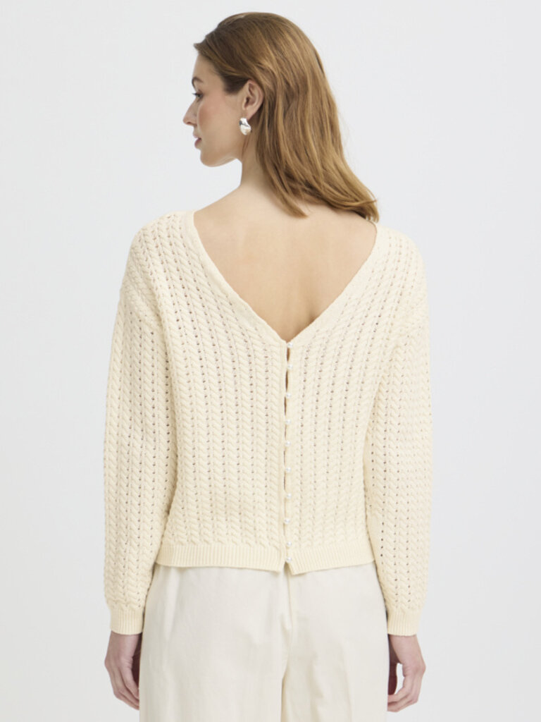 ICHI Cream Crochet Cardi
