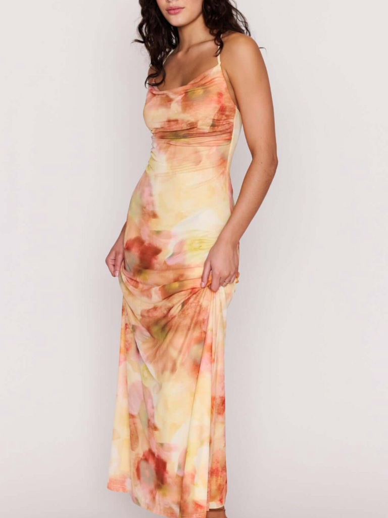 Mink Pink Sunset Mesh Maxi Dress