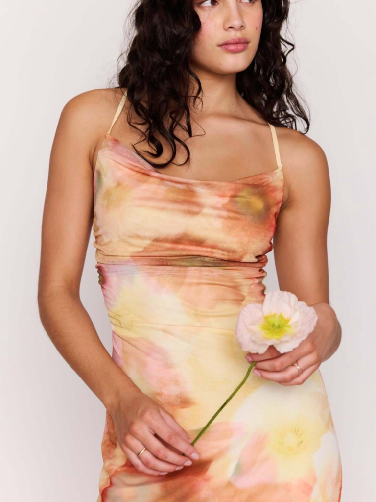 Mink Pink Sunset Mesh Maxi Dress