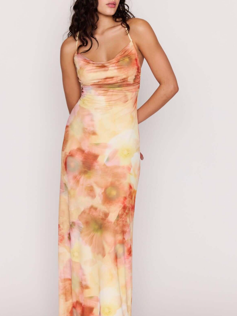 Mink Pink Sunset Mesh Maxi Dress