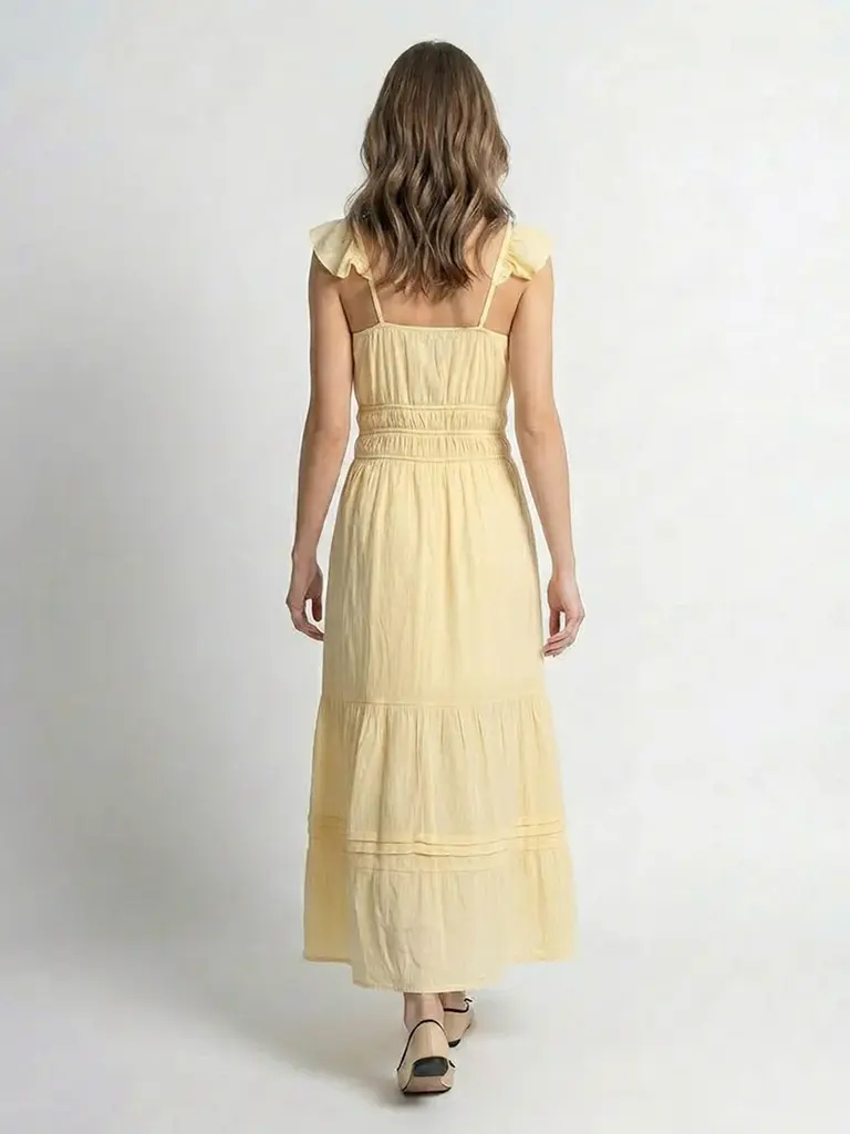 RD Style Soft Yellow Crinkle Dress