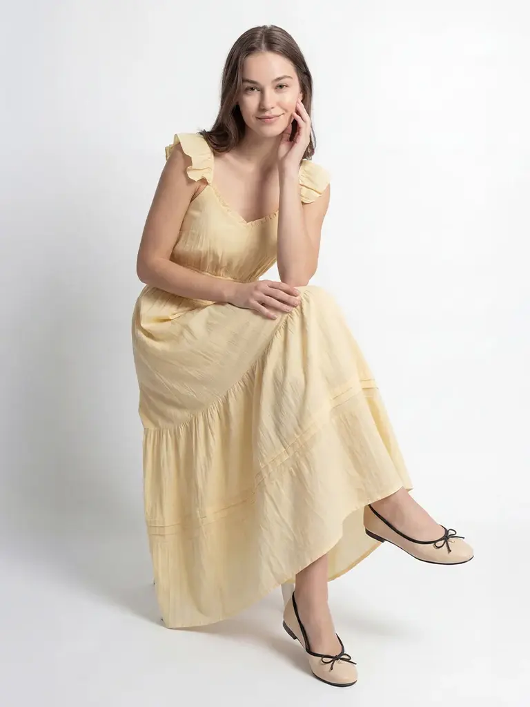 RD Style Soft Yellow Crinkle Dress