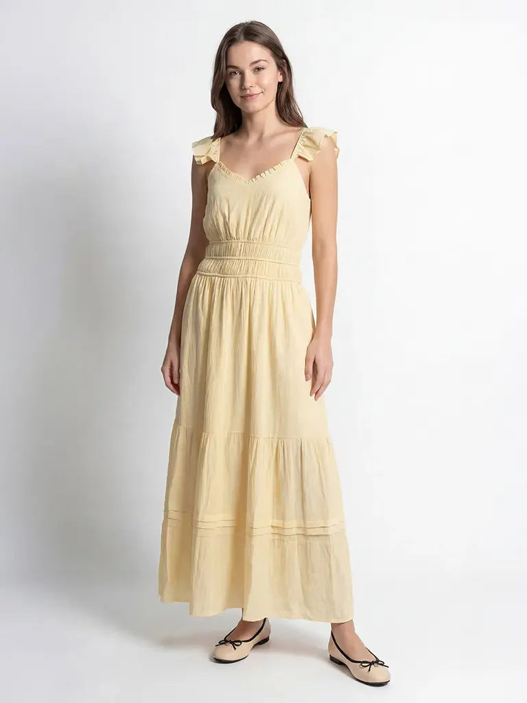 RD Style Soft Yellow Crinkle Dress