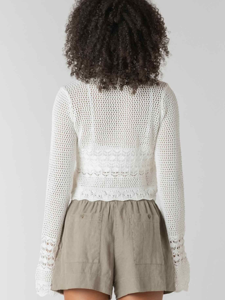 Room34 White Crochet Tie Cardi