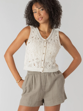Room34 Crochet Cream Vest