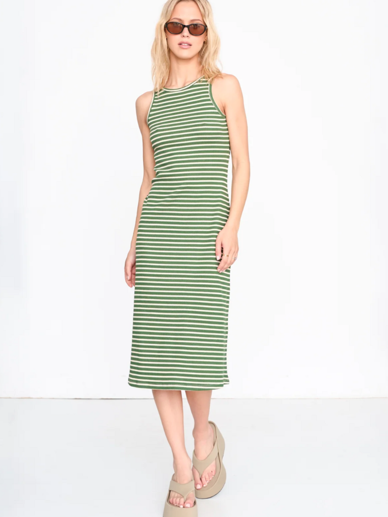 24 Colours Stripe Green Rib Dress