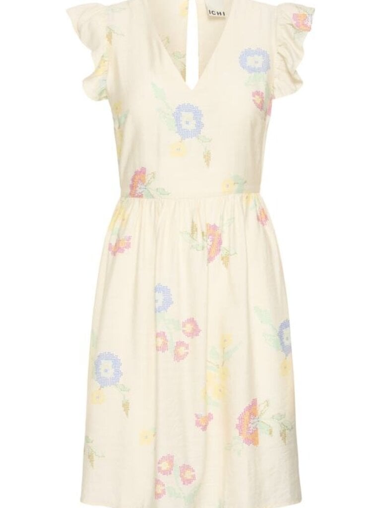 ICHI Stitch Floral Mini Dress